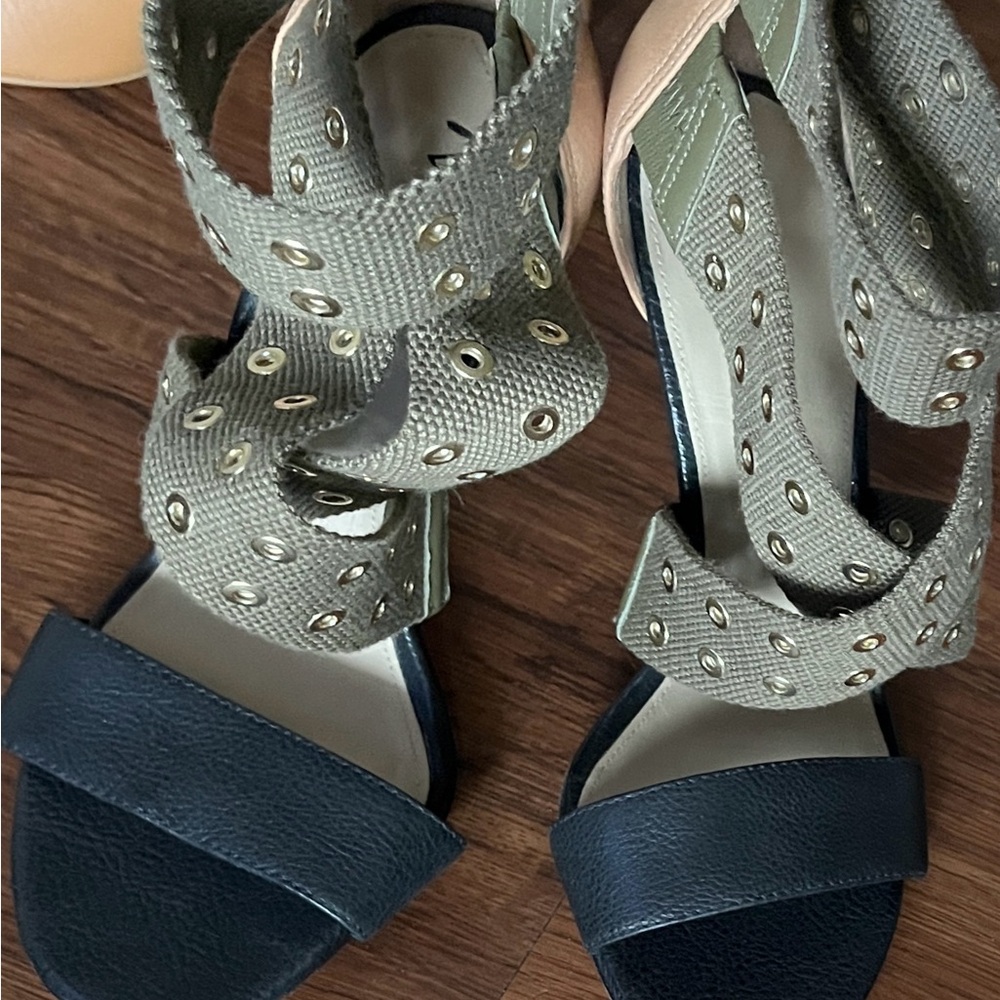 Via Spiga Khaki and Black Women's Sandals